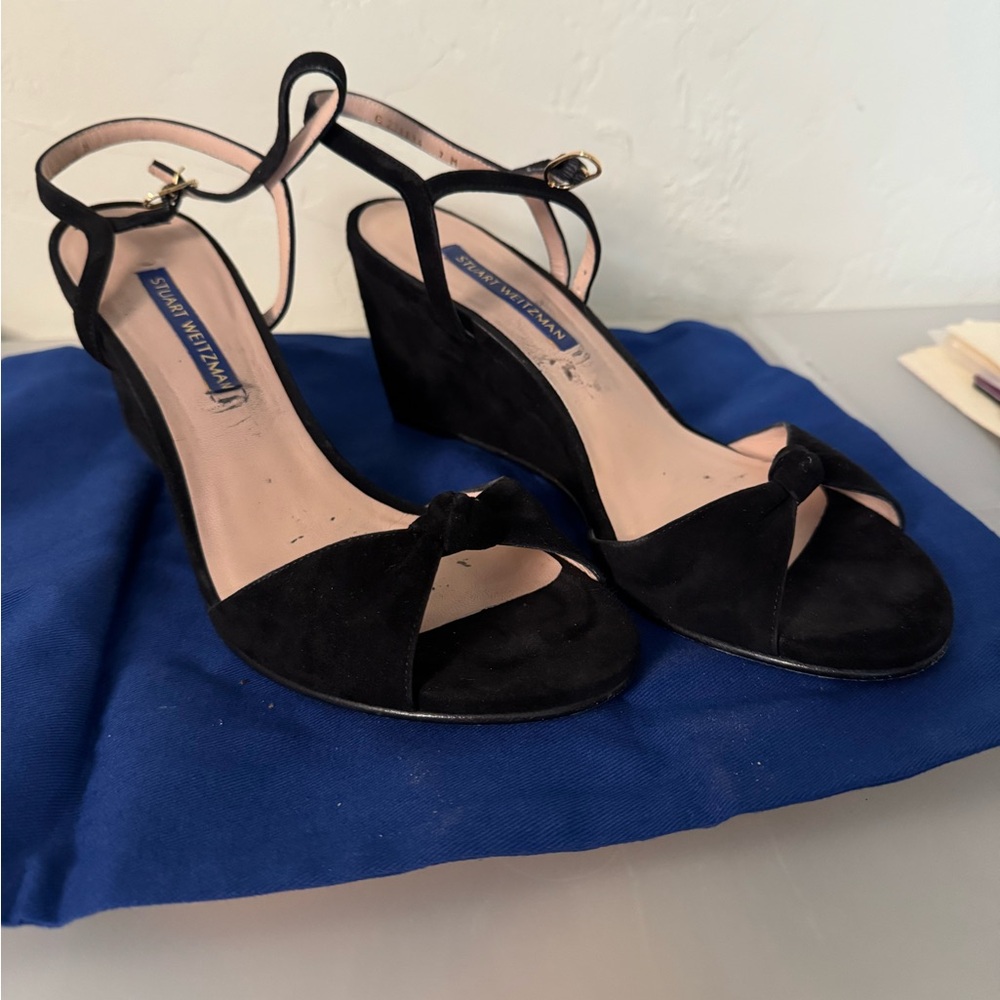 Stuart Weitzman Turnover Suede Wedge Sandal